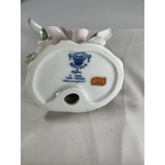 Vintage Lefton 1986 Hummingbirds Figurine Sevilla RARE Flowers TWA-05483 - Picture 6 of 7